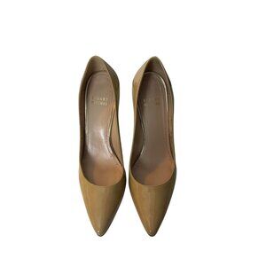 Stuart Weitzman Patent Leather Beige Pointed Toe Pumps Size 6 1/2 M